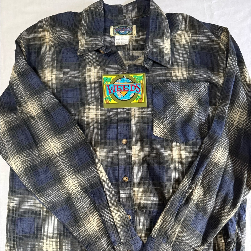 Vintage Weeds Men’s Flannel Shirt Size Large NWT Made in Dominican Republic